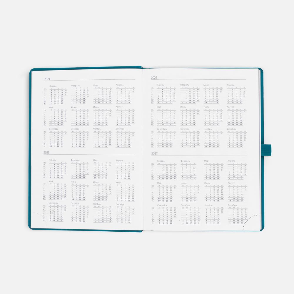 Ежедневник Favor Metal, недатированный, бирюзовый / Миниатюра WWW (1000)