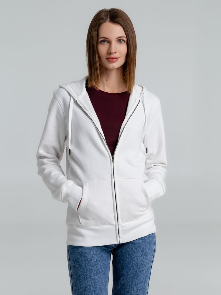 Толстовка с капюшоном на молнии унисекс King, белая / Миниатюра WWW (1000)