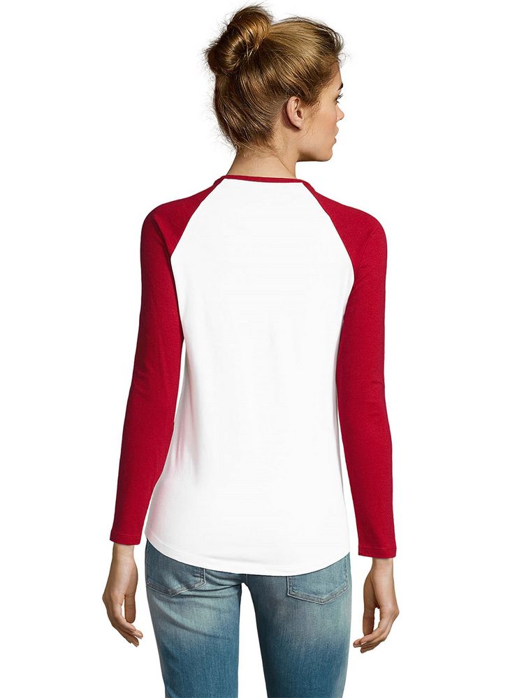 Футболка женская с длинным рукавом Milky Lsl, белая с красным / Миниатюра WWW (1000)