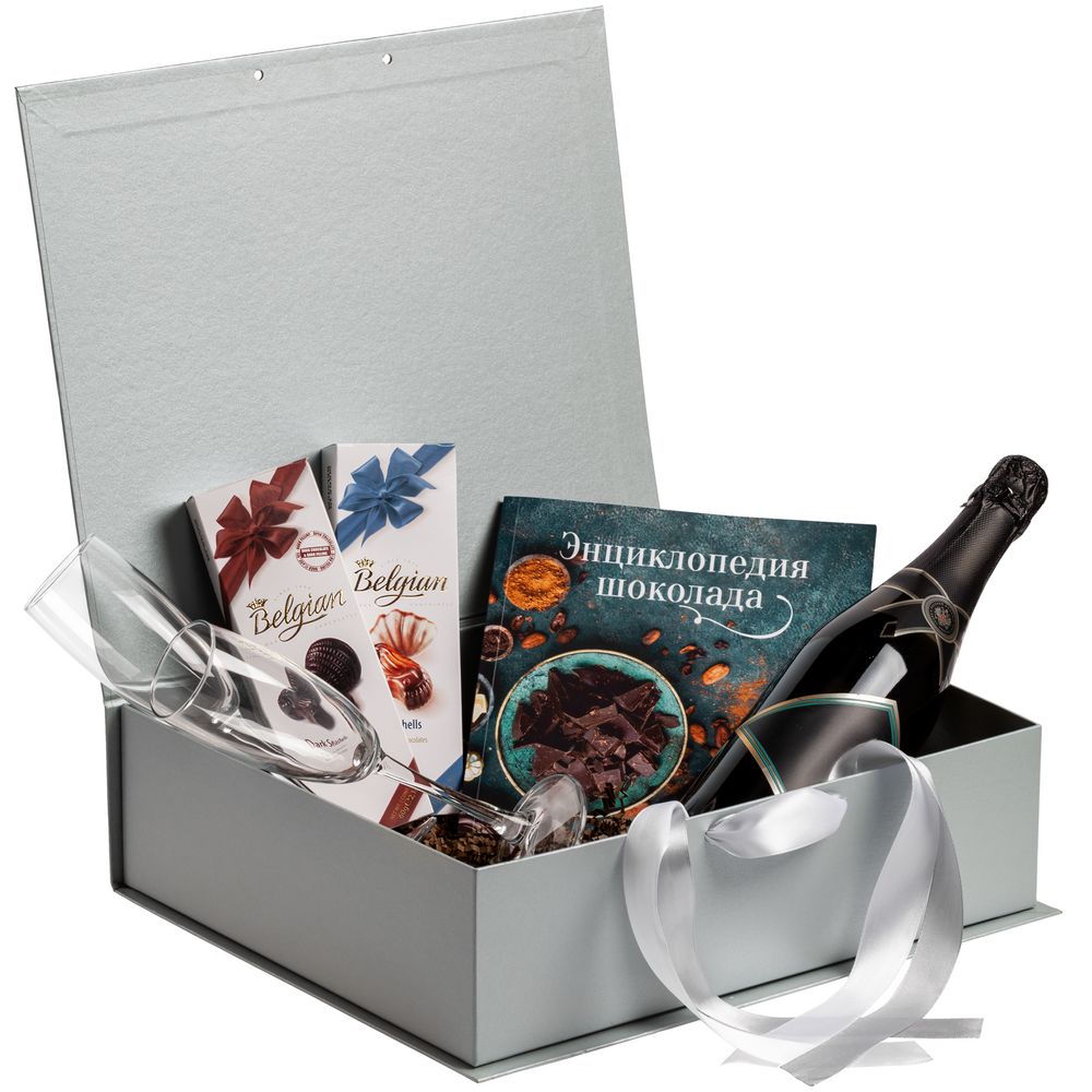 Коробка на лентах Tie Up, серебристая / Миниатюра WWW (1000)