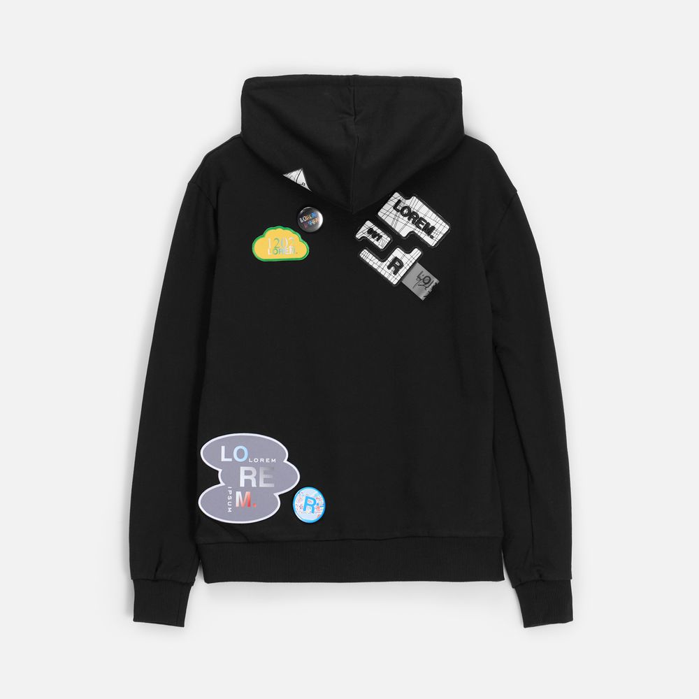 Толстовка с капюшоном Unit Kirenga, черная / Миниатюра нанесения (1000)