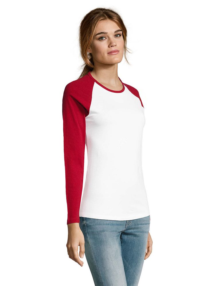 Футболка женская с длинным рукавом Milky Lsl, белая с красным / Миниатюра WWW (1000)