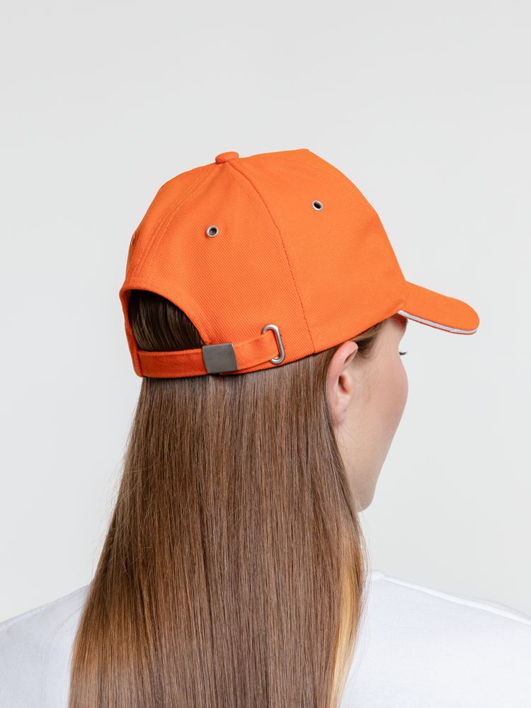 Бейсболка Classic, оранжевая с белым кантом / Миниатюра WWW (1000)