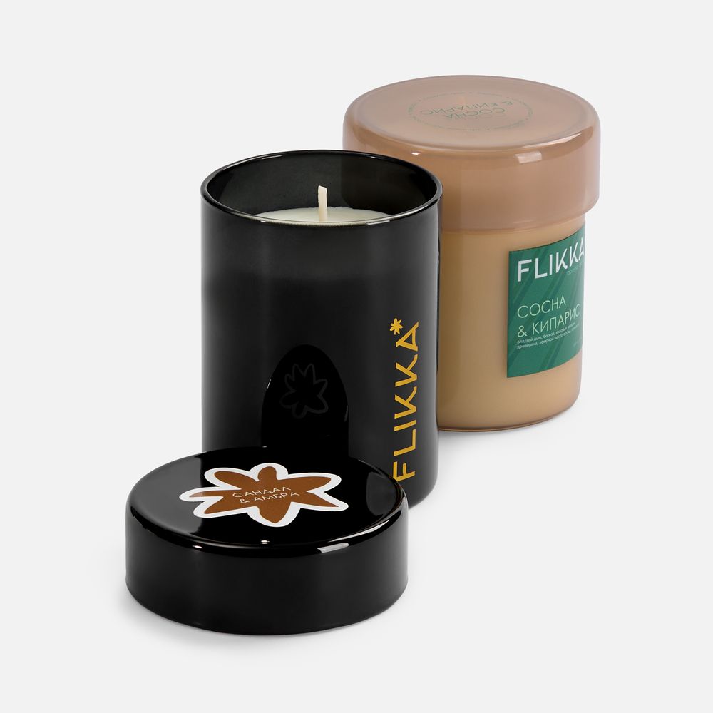 Ароматическая свеча Flikka, сандал и амбра, черная / Миниатюра WWW (1000)