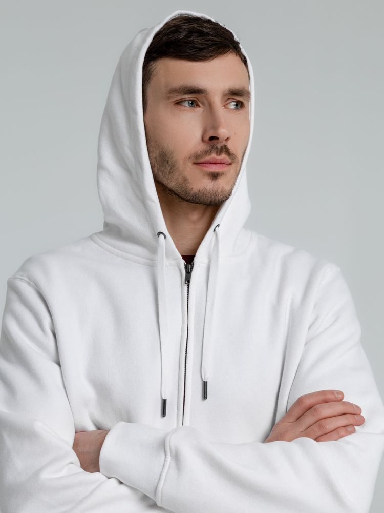 Толстовка с капюшоном на молнии унисекс King, белая / Миниатюра WWW (1000)