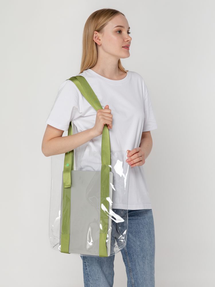 Шоппер Clear Fest, прозрачный с зелеными ручками / Миниатюра WWW (1000)