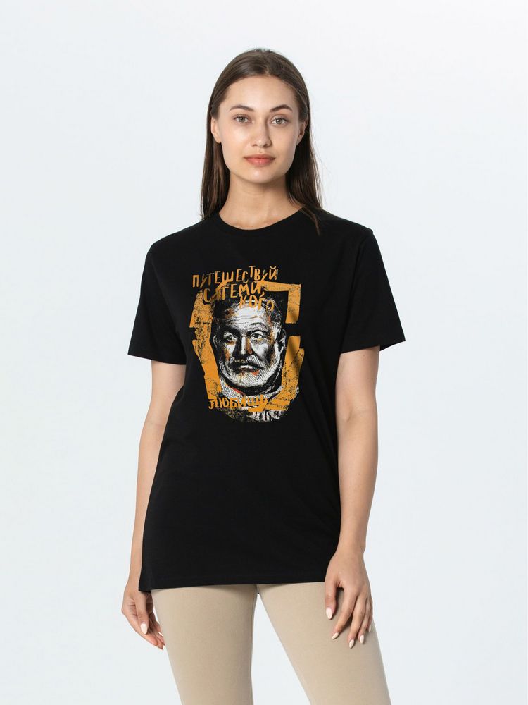 Футболка «Хемингуэй», черная / Миниатюра WWW (1000)
