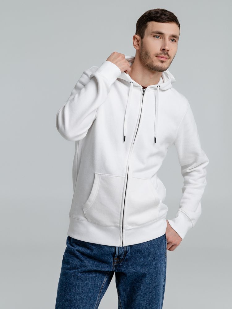 Толстовка с капюшоном на молнии унисекс King, белая / Миниатюра WWW (1000)