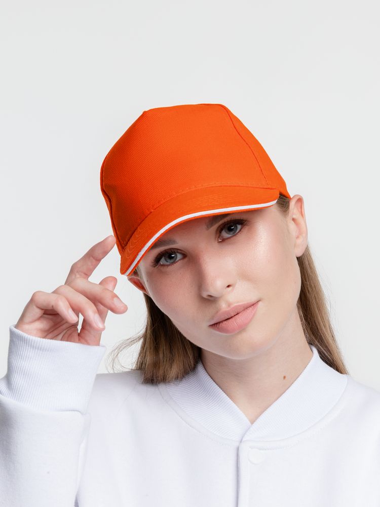 Бейсболка Classic, оранжевая с белым кантом / Миниатюра WWW (1000)