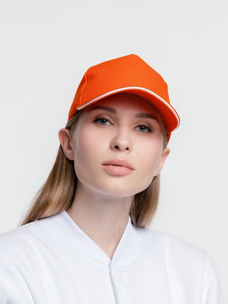 Бейсболка Classic, оранжевая с белым кантом / Миниатюра WWW (1000)