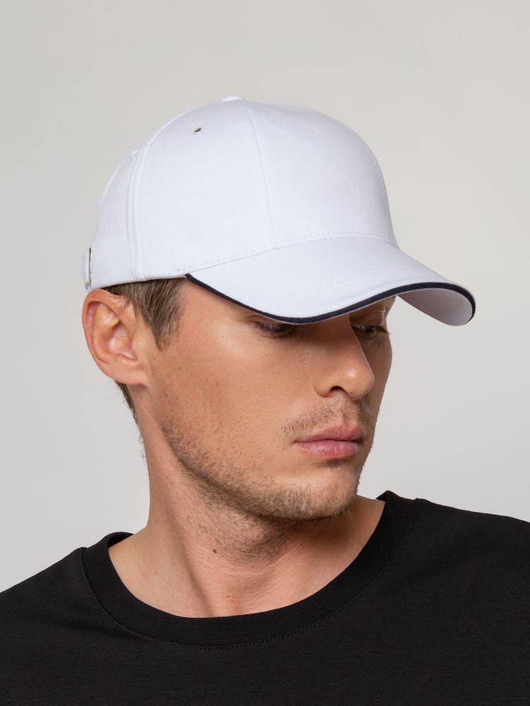 Бейсболка Canopy, белая с темно-синим кантом / Миниатюра WWW (1000)