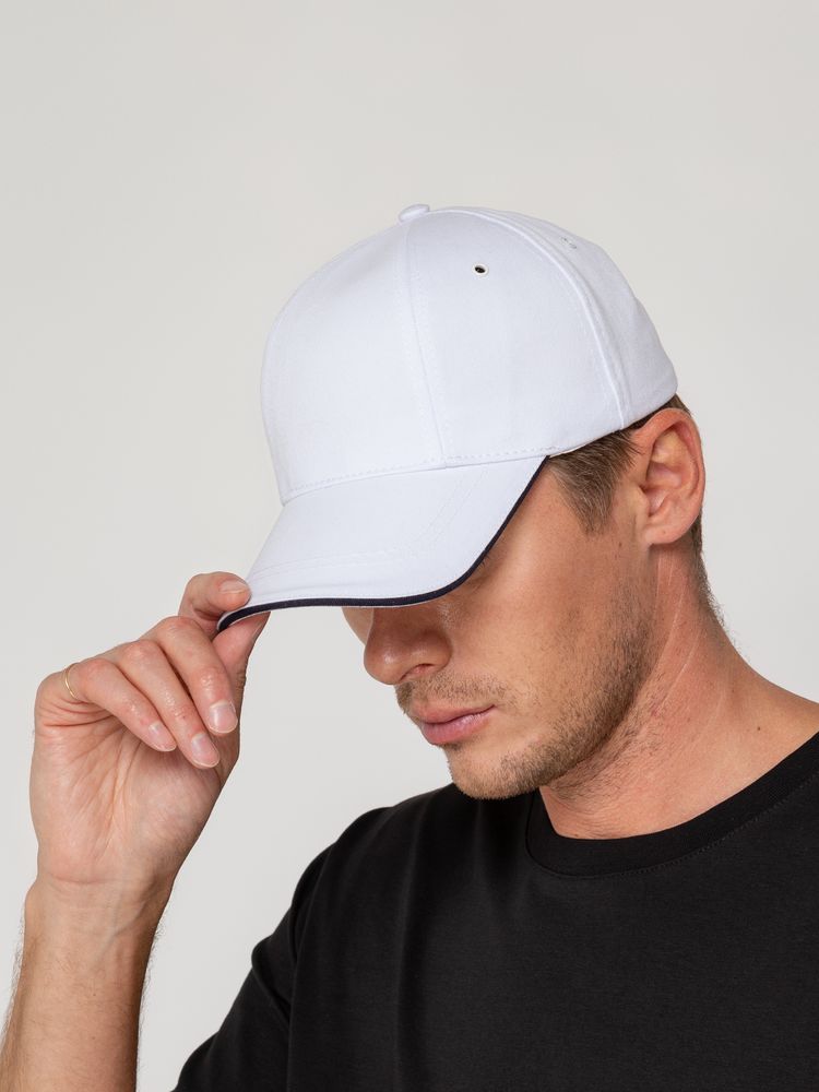 Бейсболка Canopy, белая с темно-синим кантом / Миниатюра WWW (1000)