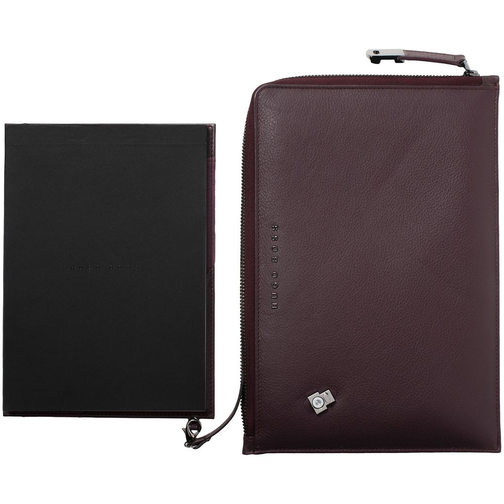 Набор Hugo Boss: конференц-папка с блокнотом А5 и ручка, бордовый / Миниатюра WWW (1000)