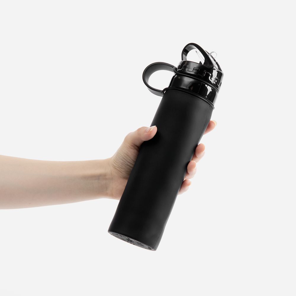 Складная бутылка для воды Langfossen, черная / Миниатюра WWW (1000)