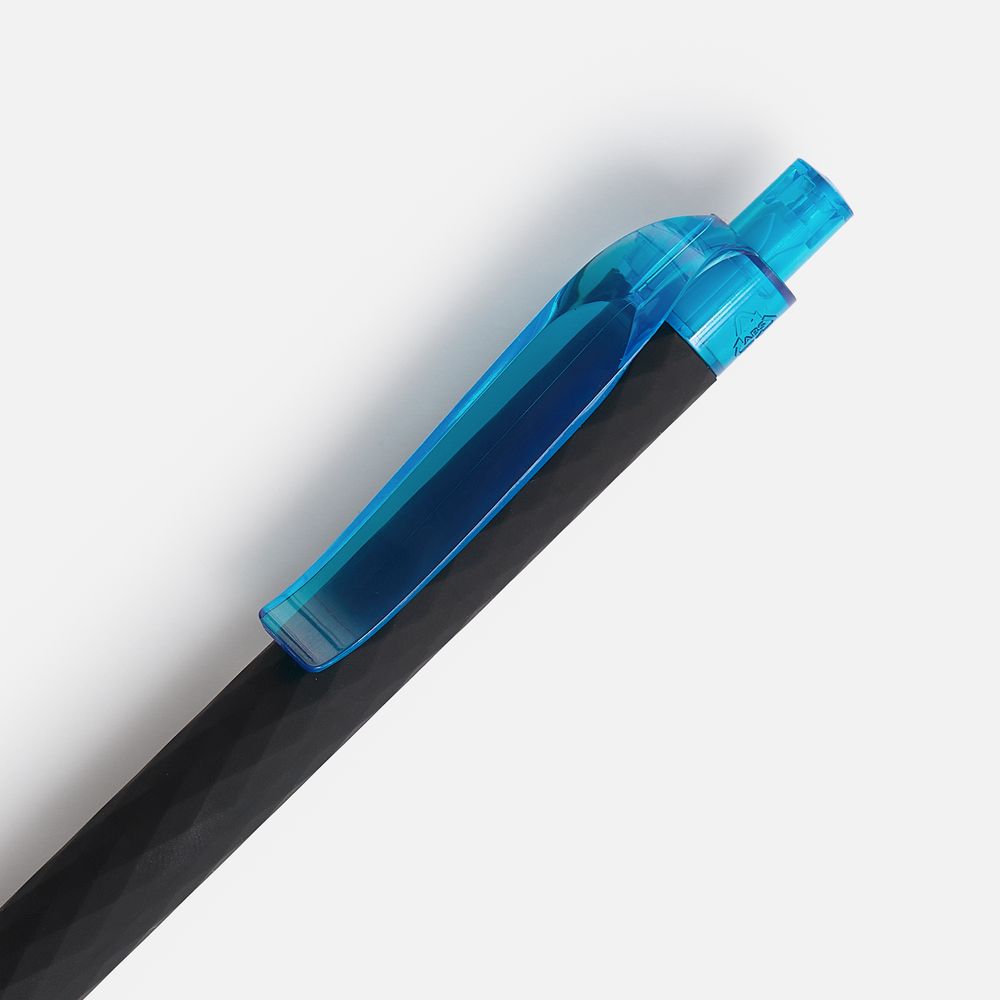 Ручка шариковая Prodir QS01 PRT-P Soft Touch, черная с голубым / Миниатюра WWW (1000)