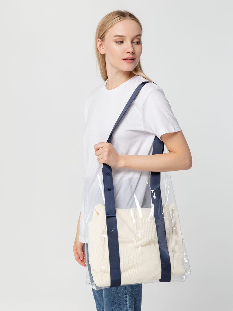 Шоппер Clear Fest, прозрачный с синими ручками / Миниатюра WWW (1000)