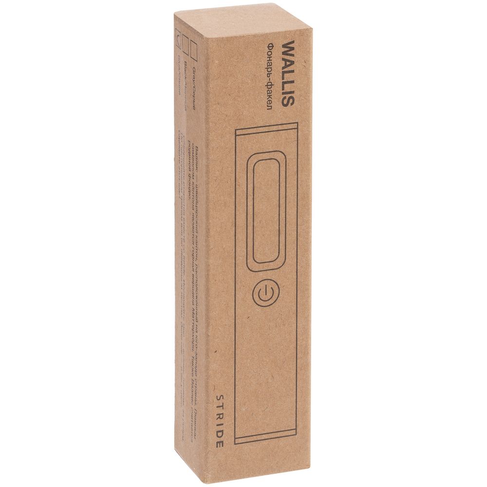 Фонарик-факел аккумуляторный Wallis, черный / Миниатюра (упак) (1000)