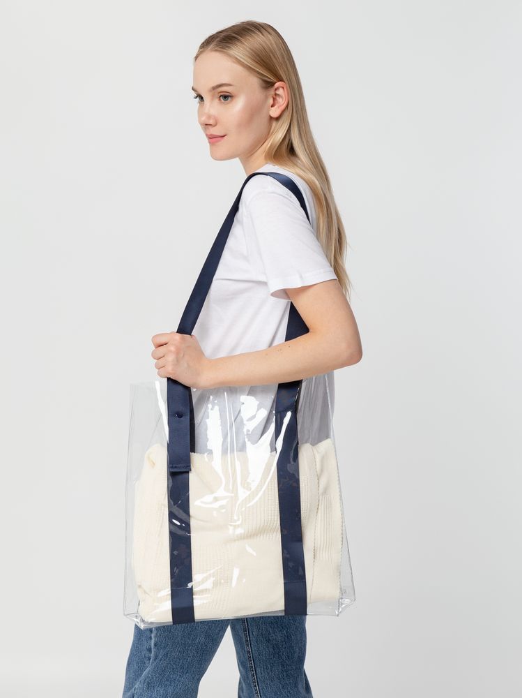 Шоппер Clear Fest, прозрачный с синими ручками / Миниатюра WWW (1000)