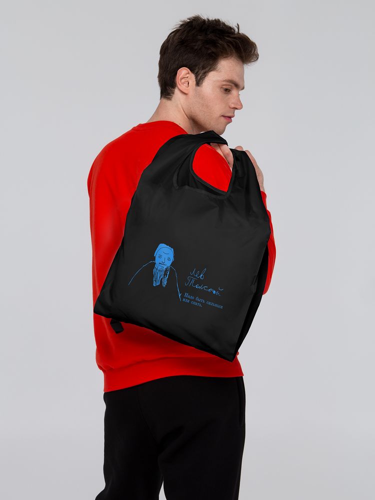 Складная сумка для покупок «Толстой», черная / Миниатюра WWW (1000)