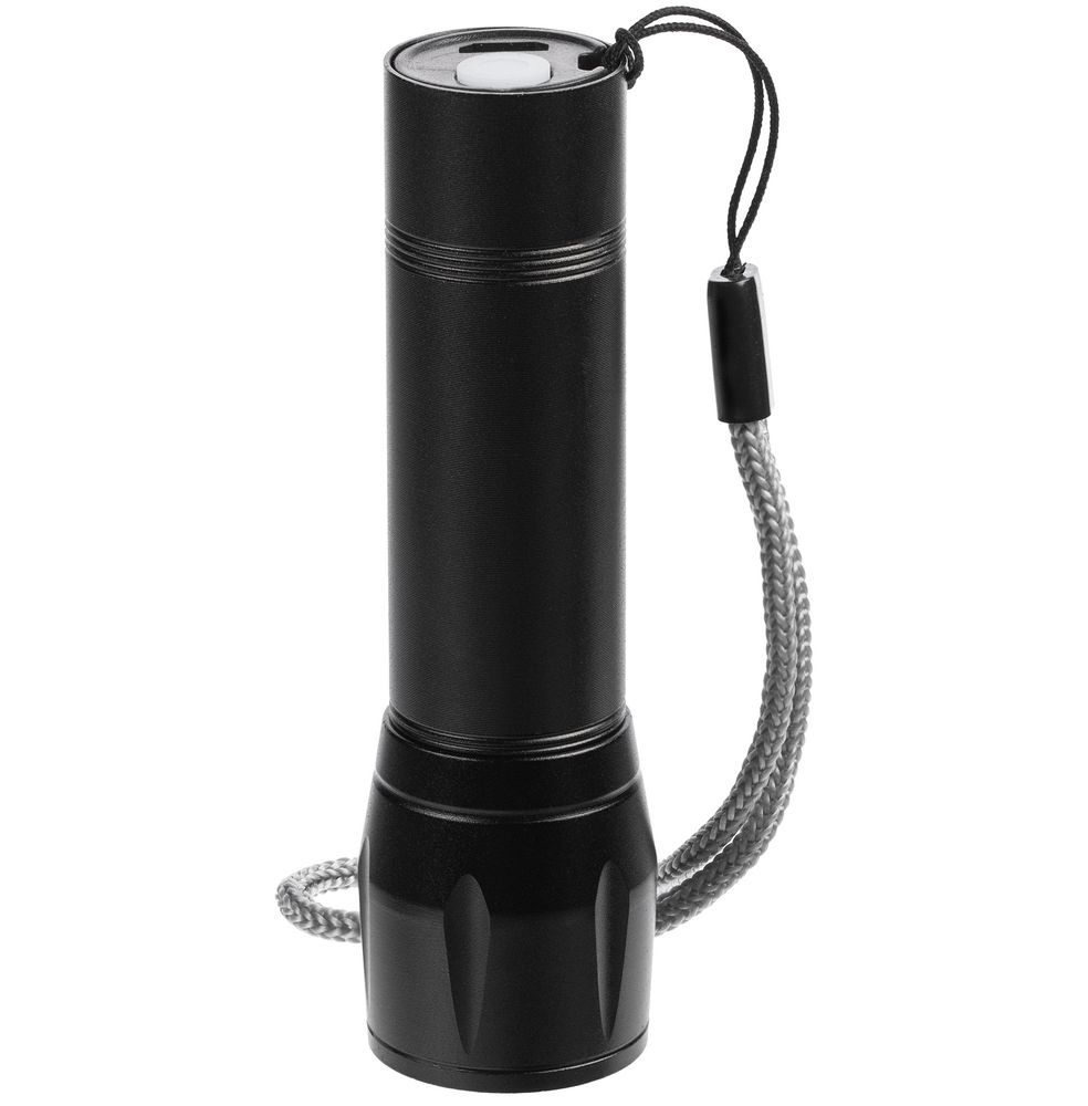 Фонарик аккумуляторный с фокусировкой луча Kirk, черный / Миниатюра WWW (1000)