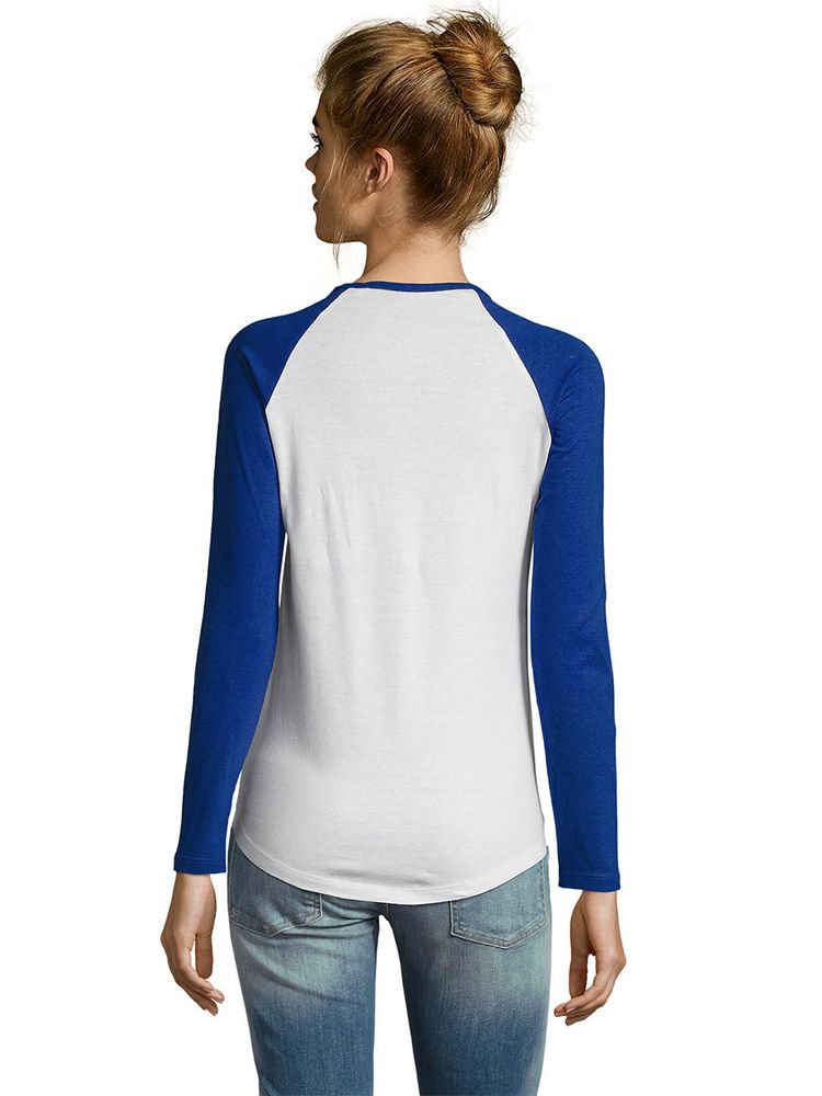 Футболка женская с длинным рукавом Milky Lsl, белая с ярко-синим / Миниатюра WWW (1000)