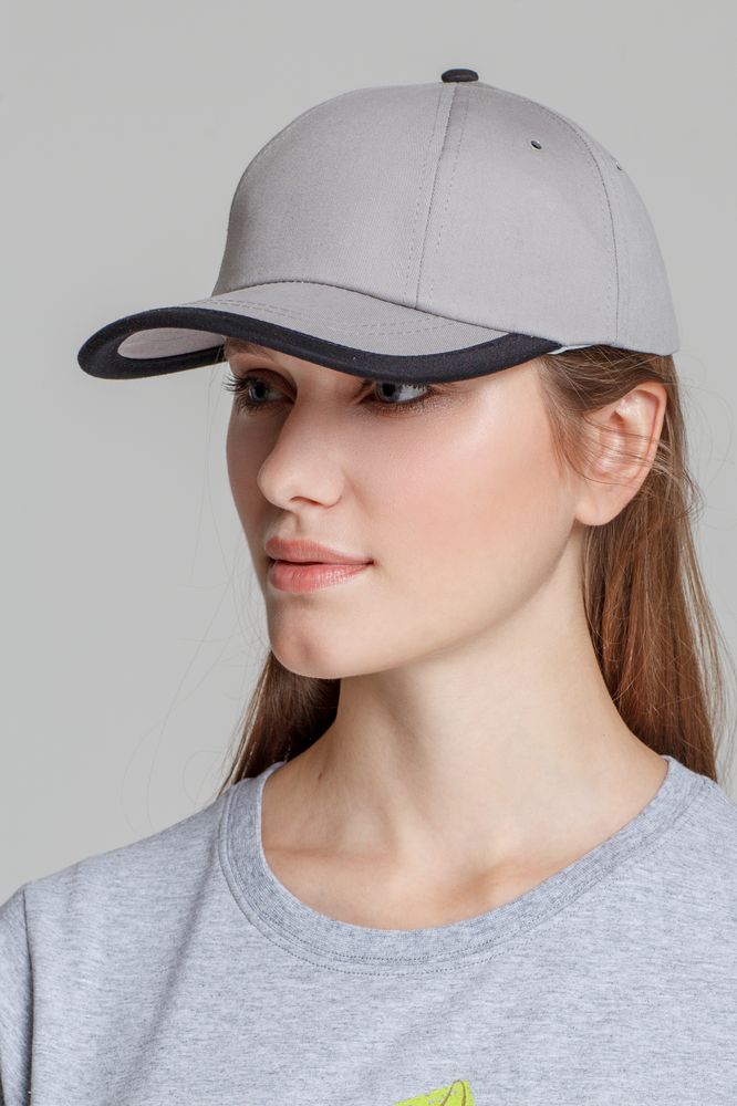 Бейсболка Bizbolka Honor, серая с черным кантом / Миниатюра WWW (1000)