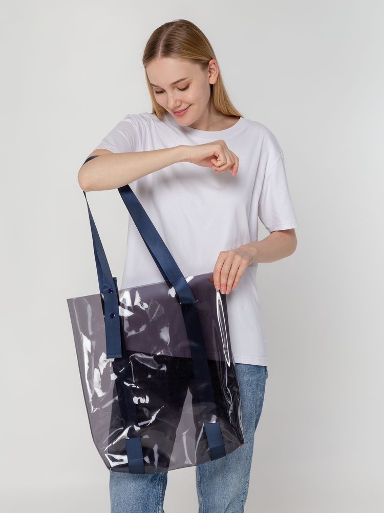 Шоппер Clear Fest, прозрачный серый с синими ручками / Миниатюра WWW (1000)