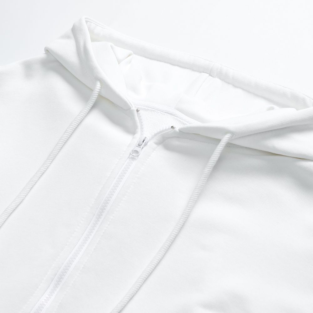 Толстовка унисекс оверсайз на молнии Zippy Terry, белая / Миниатюра WWW (1000)