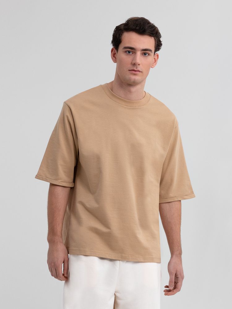 Футболка оверсайз унисекс Kosmos 2.0, бежевая / Миниатюра WWW (1000)