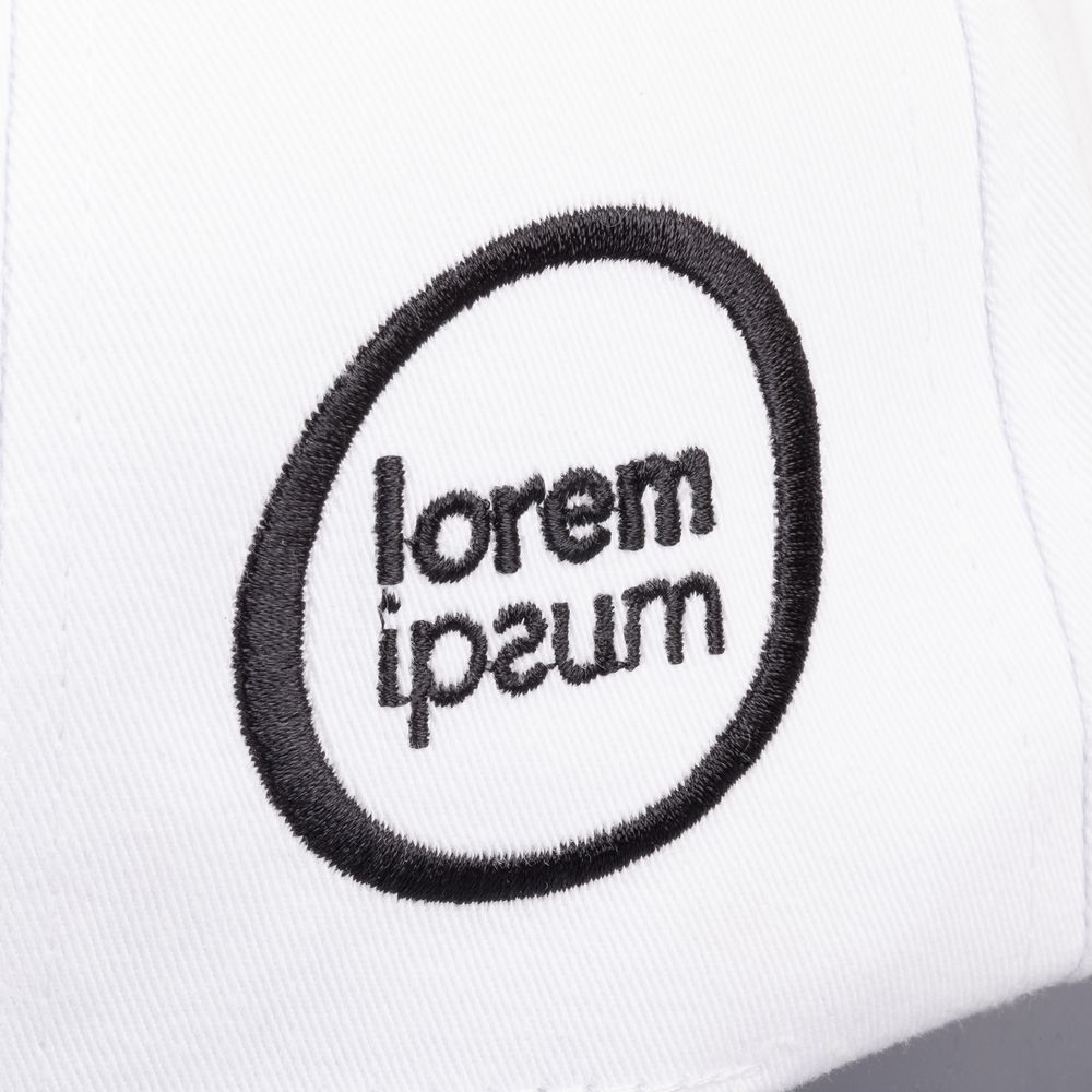 Бейсболка Canopy, белая с темно-синим кантом / Миниатюра нанесения (1000)