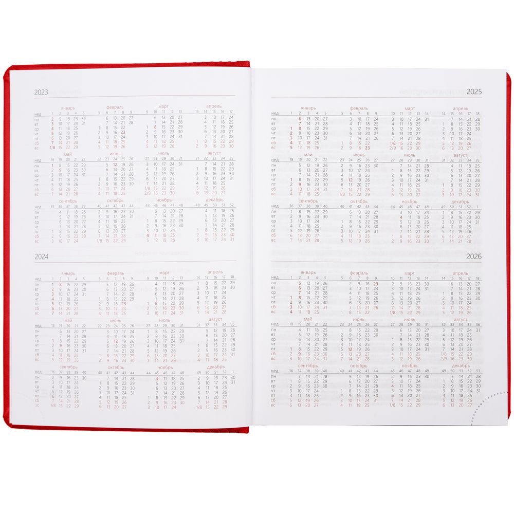 Ежедневник Brand, недатированный, красный / Миниатюра WWW (1000)