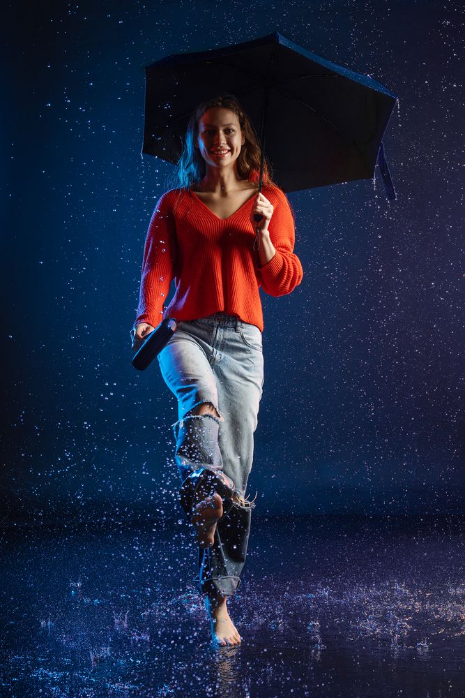 Зонт складной Color Action, в кейсе, черный / Миниатюра модельного (1000)