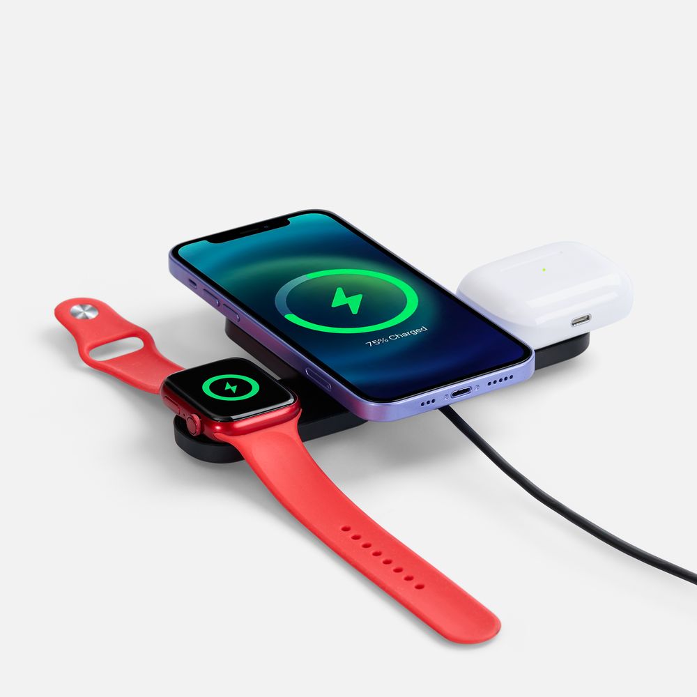 Складная станция беспроводной зарядки Trilogic, черная / Миниатюра WWW (1000)