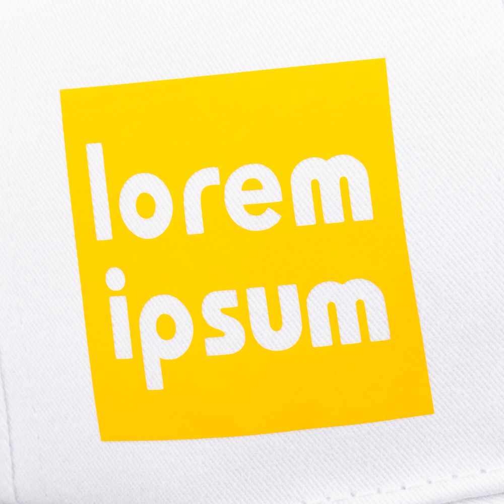 Бейсболка Canopy, белая с темно-синим кантом / Миниатюра нанесения (1000)