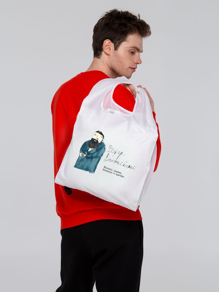 Складная сумка для покупок «Достоевский», белая / Миниатюра WWW (1000)