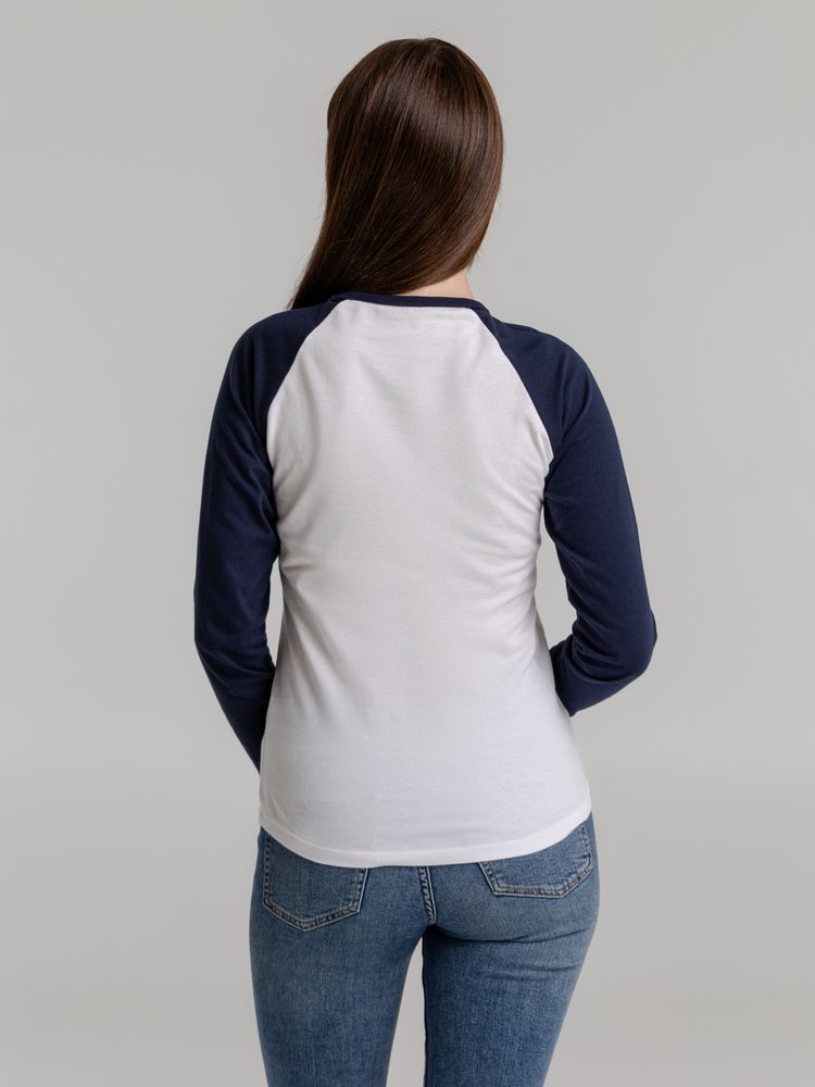 Футболка женская с длинным рукавом Milky Lsl, белая с темно-синим / Миниатюра WWW (1000)