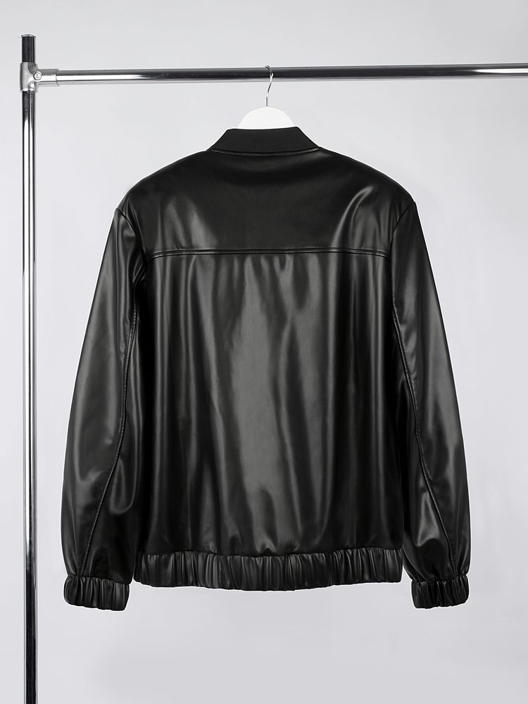 Бомбер из искусственной кожи Univer, черный / Миниатюра WWW (1000)