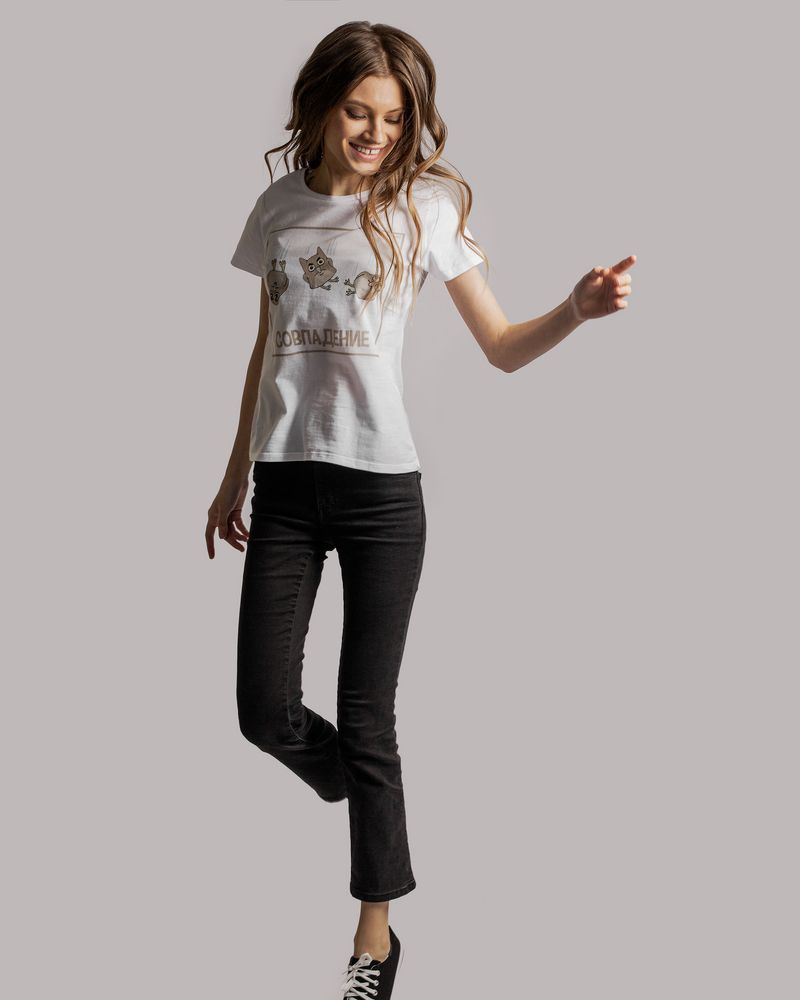 Футболка женская «Совпадение», белая / Миниатюра WWW (1000)