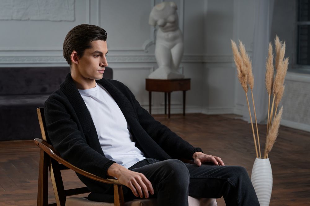 Кардиган мужской с пуговицами Free Flow, серый меланж / Миниатюра WWW (1000)