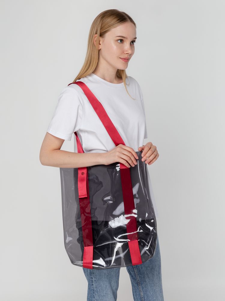Шоппер Clear Fest, прозрачный серый с красными ручками / Миниатюра WWW (1000)