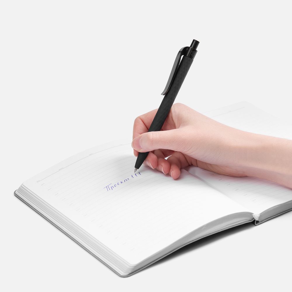 Ручка шариковая Prodir QS01 PRP-P Soft Touch, черная / Миниатюра WWW (1000)