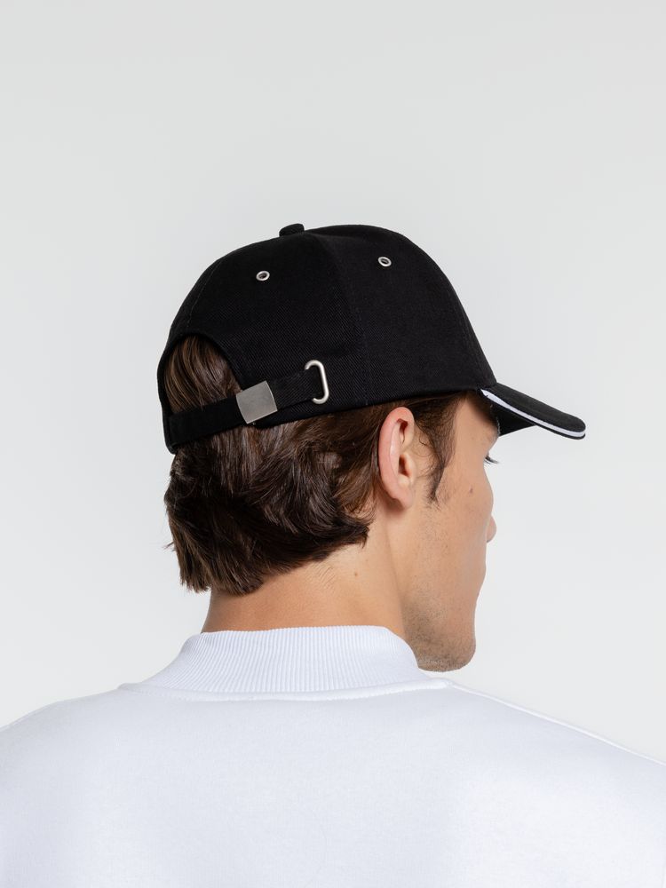 Бейсболка Classic, черная с белым кантом / Миниатюра WWW (1000)