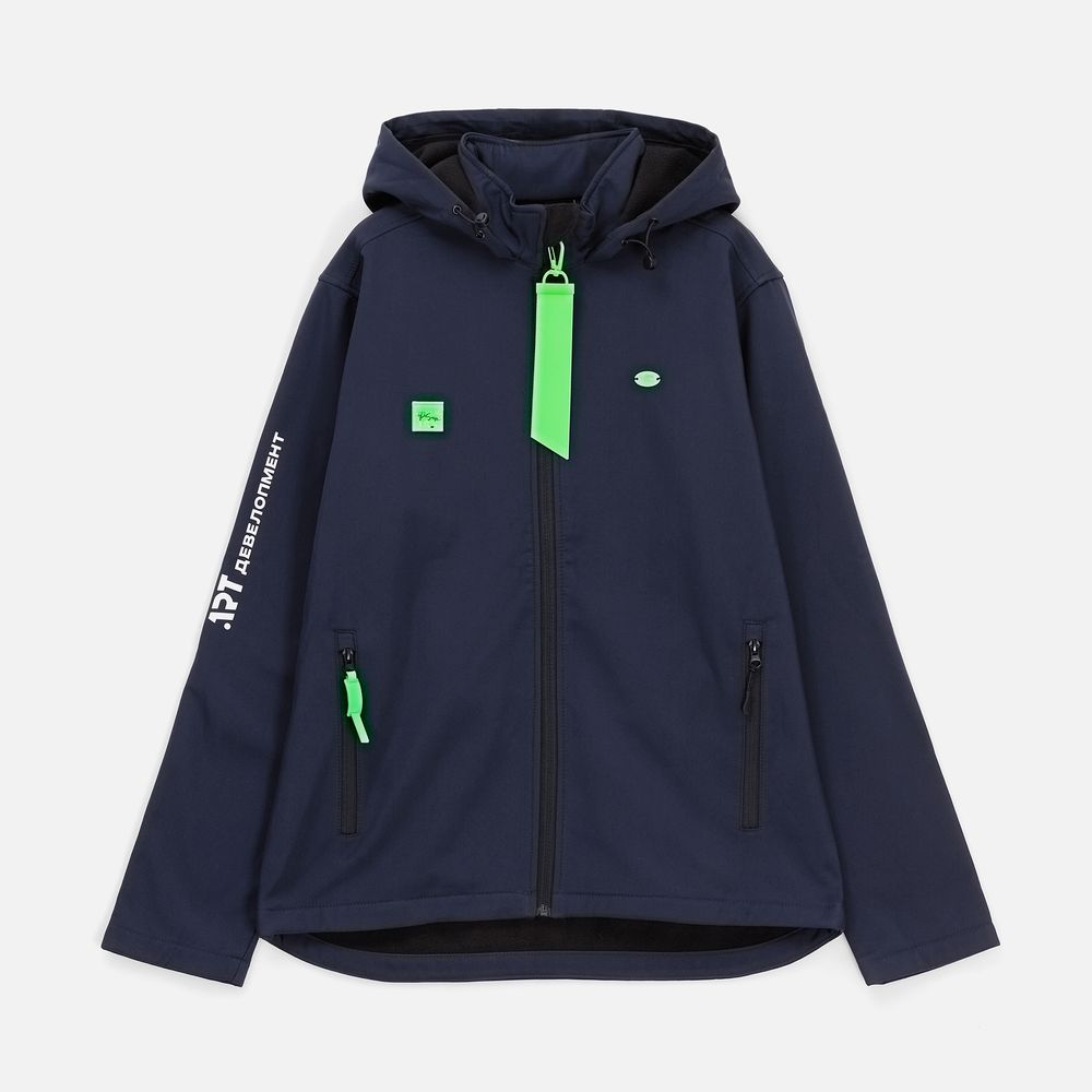 Куртка софтшелл с капюшоном мужская Race Men, темно-синяя / Миниатюра нанесения (1000)