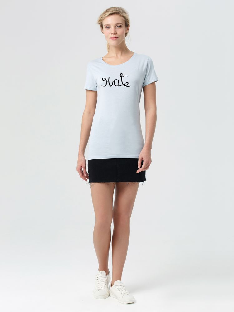 Футболка женская Hate-Love, голубая / Миниатюра WWW (1000)