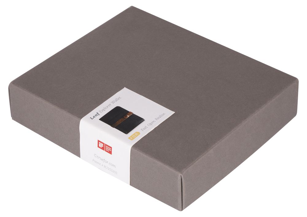 Автобумажник Leaf Explorer, черный с коричневым хлястиком / Миниатюра WWW (1000)