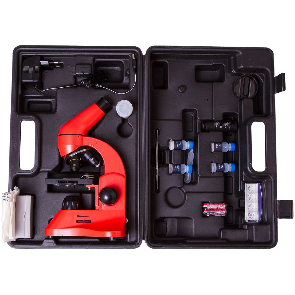 Монокулярный микроскоп Rainbow 50L с набором для опытов, красный / Миниатюра WWW (1000)