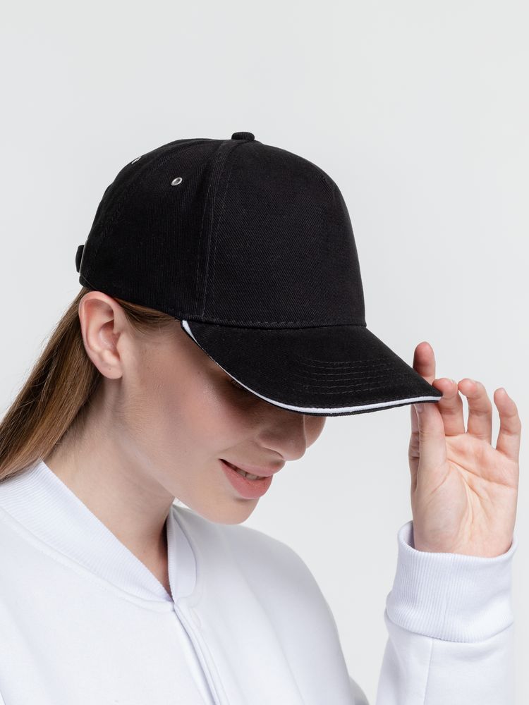 Бейсболка Classic, черная с белым кантом / Миниатюра WWW (1000)