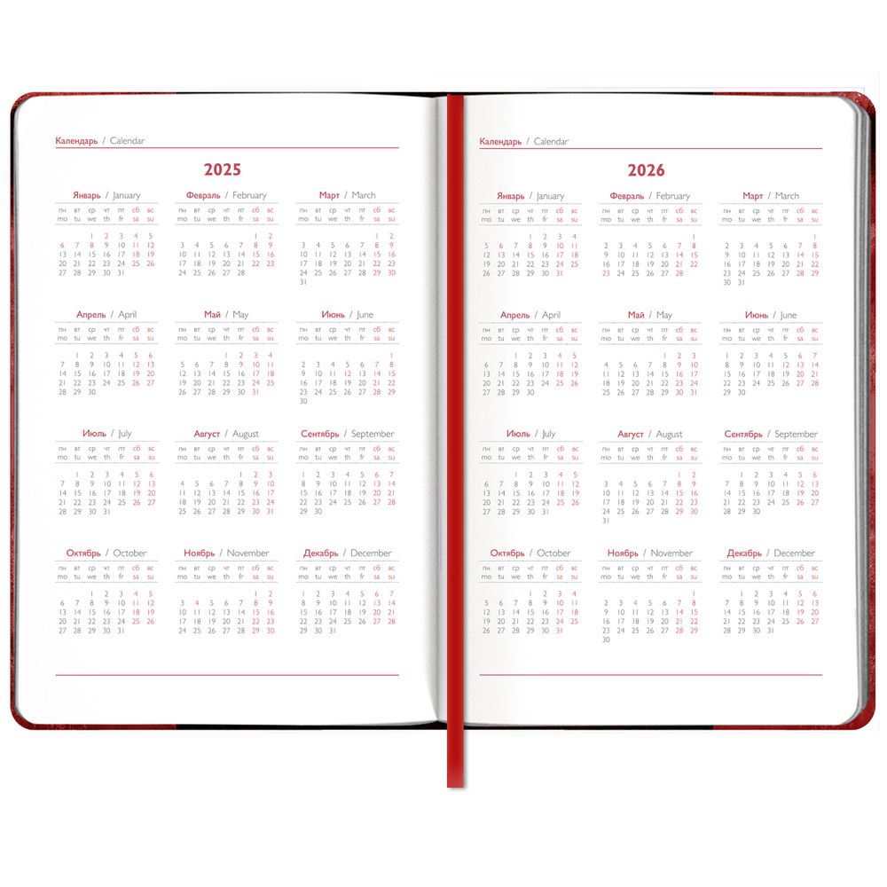 Ежедневник Faro, датированный, красный / Миниатюра WWW (1000)