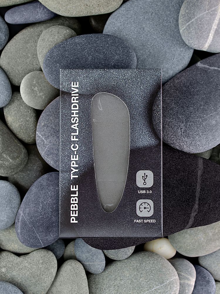 Флешка Pebble Type-C, USB 3.0, серая, 32 Гб / Миниатюра WWW (1000)