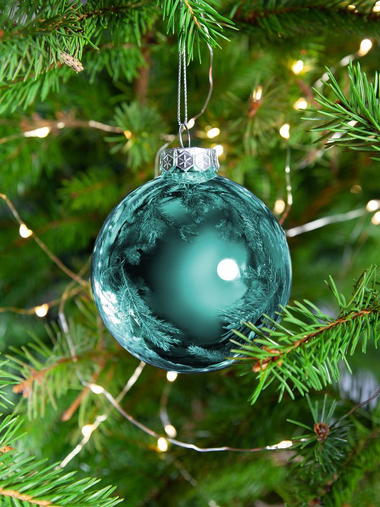 Елочный шар Finery Gloss, 8 см, глянцевый бирюзовый / Миниатюра WWW (1000)